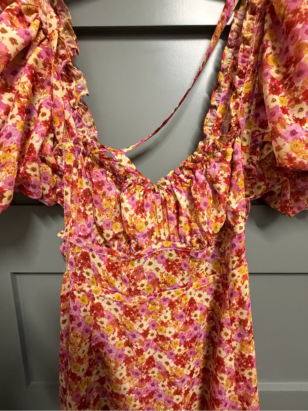 For Love & Lemons Pink Floral Open-Back Midi Dress - Picture 4 of 6